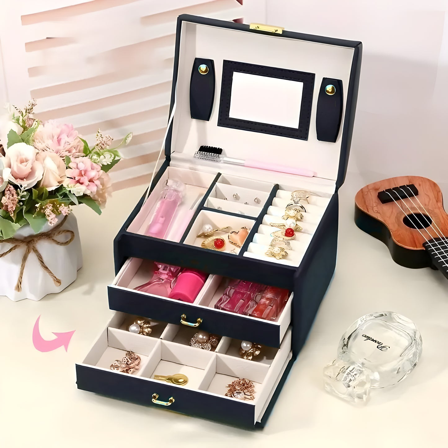 Caja Joyera de Lujo de 3 niveles – Diseño, Estilo y Funcionalidad